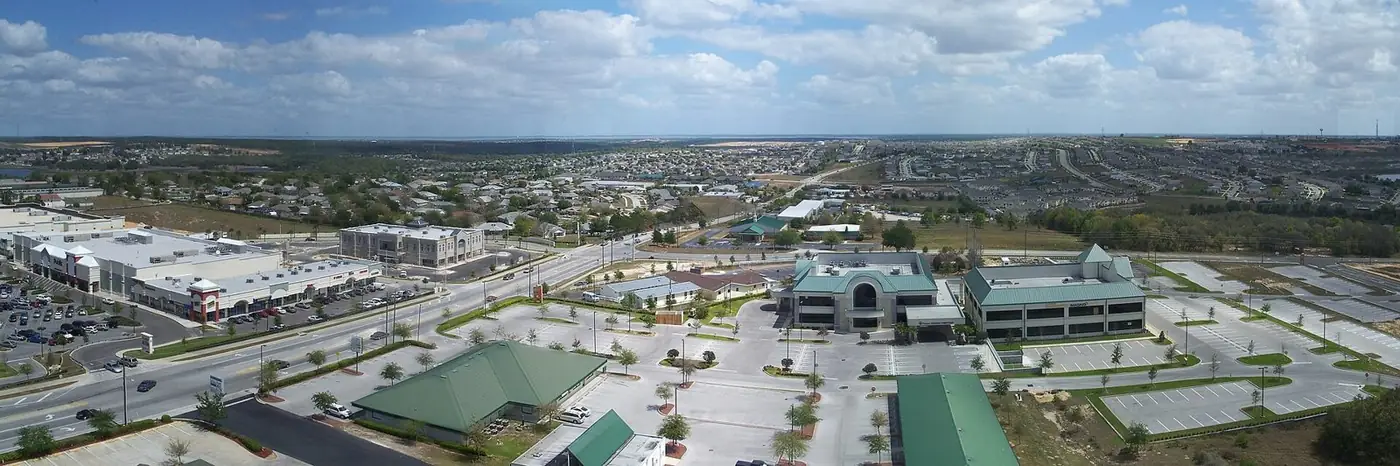 Panorama from the Citrus Tower over Clermont's roads, stores and trees